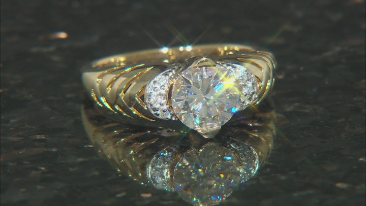 Moissanite 14k Yellow Gold Over Silver Ring 1.96ctw DEW Video Thumbnail