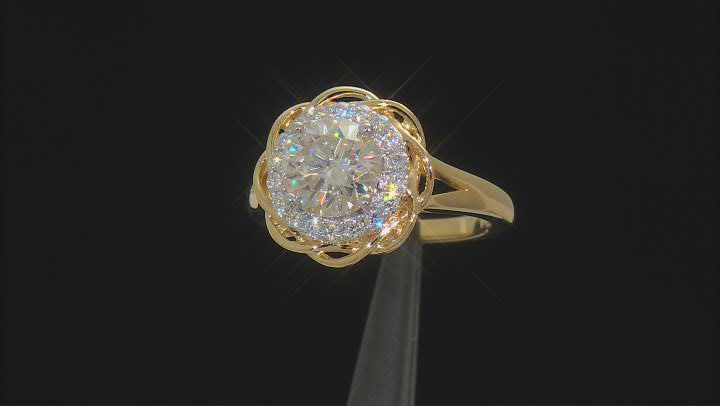Moissanite 14k Yellow Gold Over Silver Ring 2.26ctw DEW Video Thumbnail