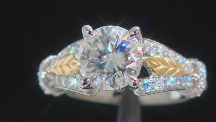 Moissanite Platineve and 14k Yellow Gold Over Silver Ring 3.22ctw DEW Video Thumbnail