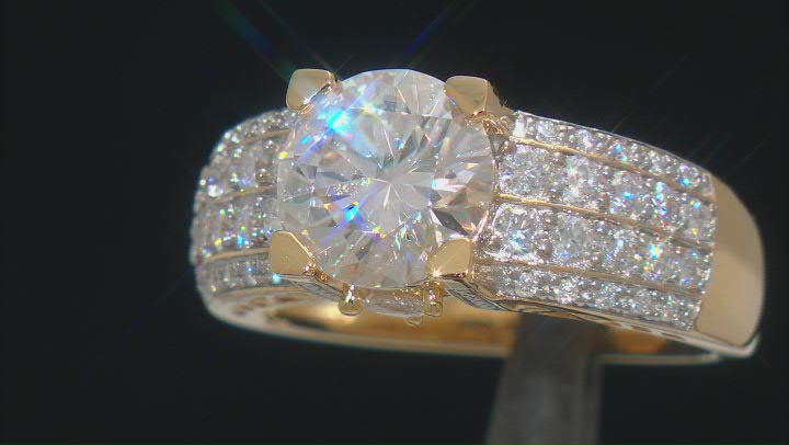 Moissanite 14k Yellow Gold Over Silver Ring 3.64ctw DEW Video Thumbnail