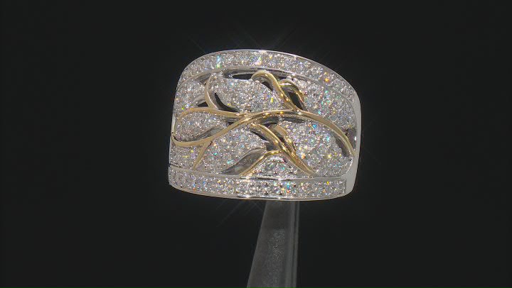 Moissanite Platineve and 14k yellow gold over silver ring 1.72ctw DEW. Video Thumbnail