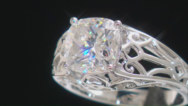 Moissanite Platineve Solitaire Ring 3.30ct DEW. Video Thumbnail