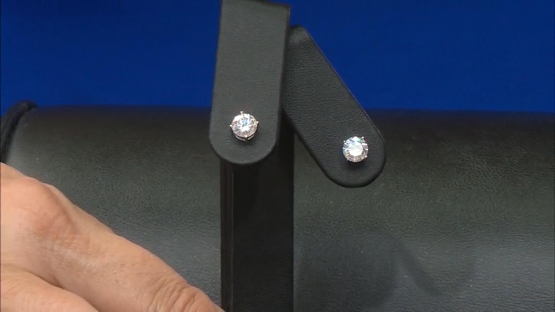 Moissanite Platineve Stud Earrings With Halo Jacket 2.02ctw DEW Video Thumbnail