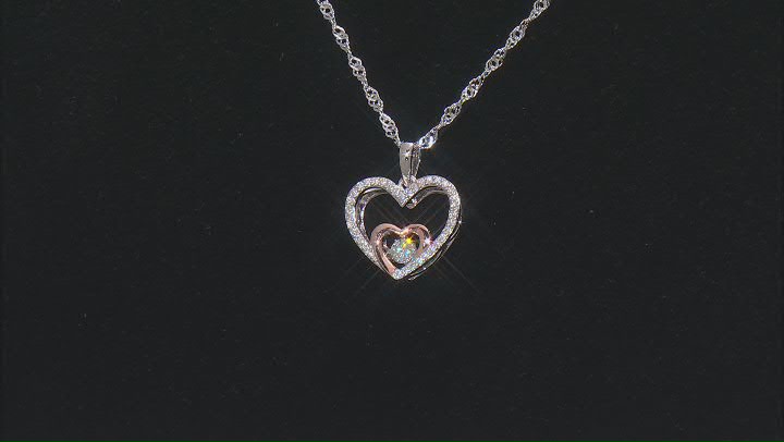 Moissanite Platineve And 14k Rose Gold Over Silver Heart Pendant .52ctw D.E.W Video Thumbnail