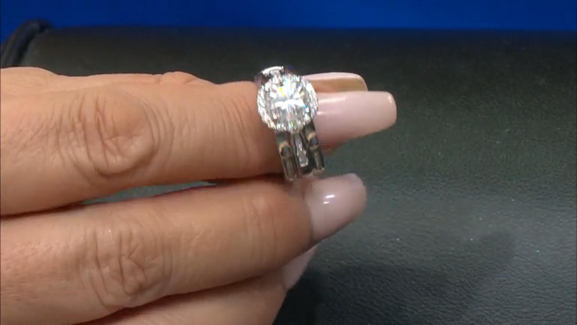 Moissanite Platineve Halo Ring With Guard 2.66ctw DEW. Video Thumbnail
