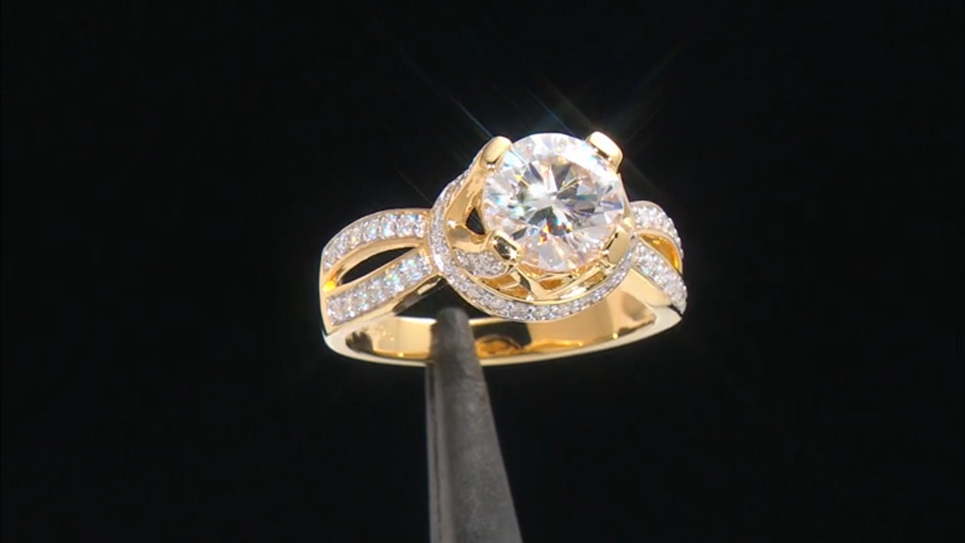 Moissanite 14k Yellow Gold Over Silver Ring 2.46ctw DEW. Video Thumbnail