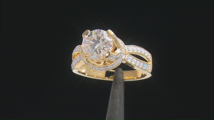 Moissanite 14k Yellow Gold Over Silver Ring 2.46ctw DEW. Video Thumbnail