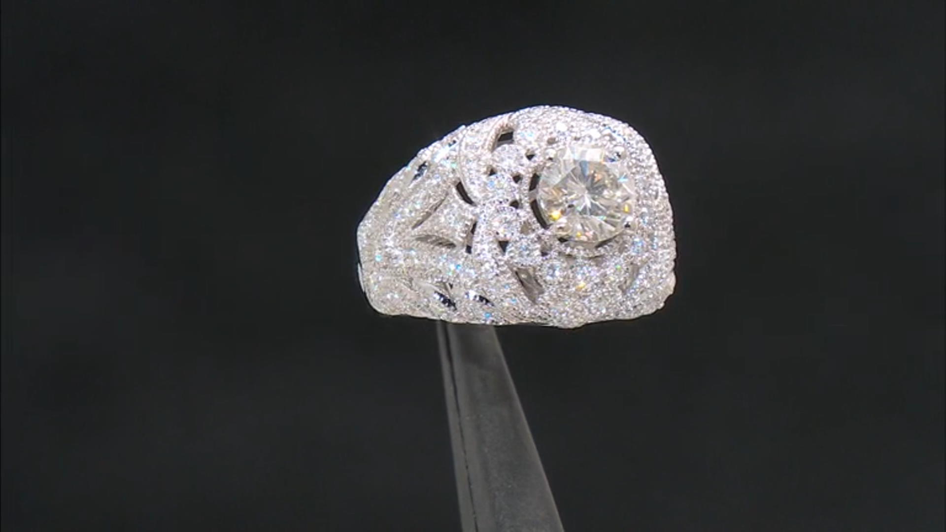 Moissanite Platineve Cocktail Ring 2.16ctw DEW. Video Thumbnail