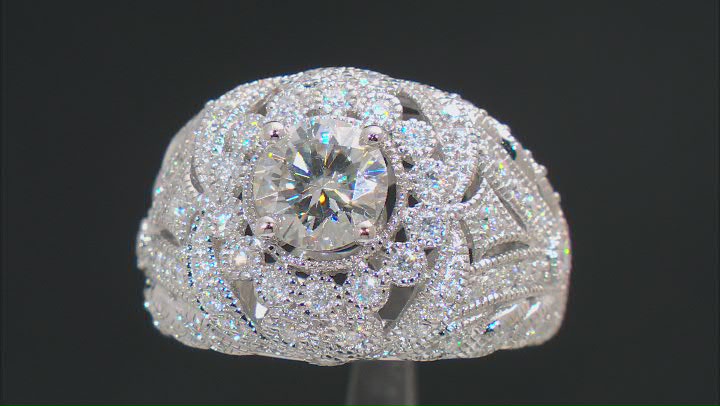 Moissanite Platineve Cocktail Ring 2.16ctw DEW. Video Thumbnail