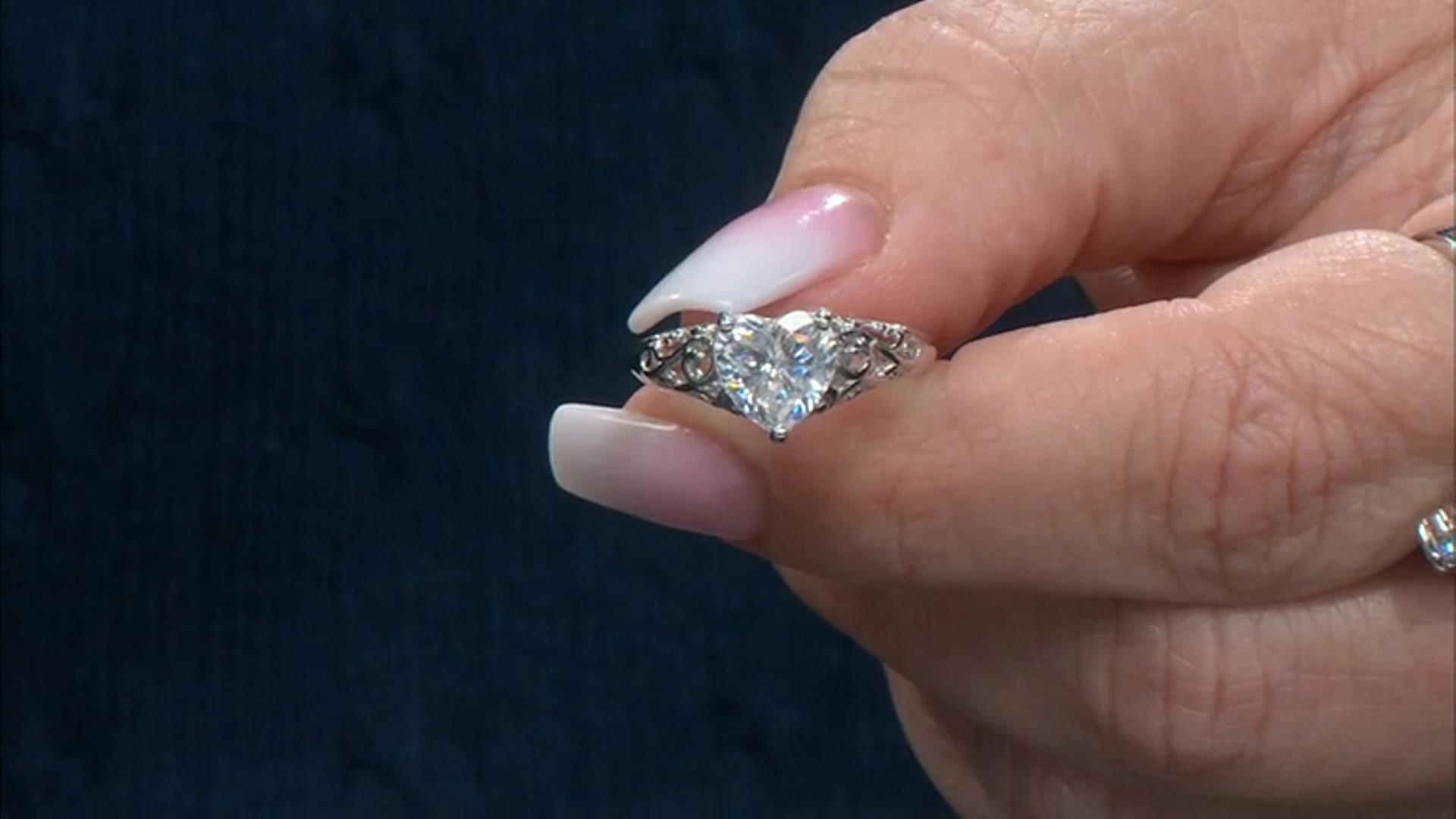 Moissanite Platineve Heart Ring 2.18ct DEW. Video Thumbnail