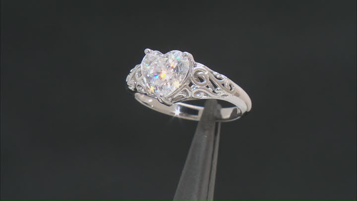 Moissanite Platineve Heart Ring 2.18ct DEW. Video Thumbnail