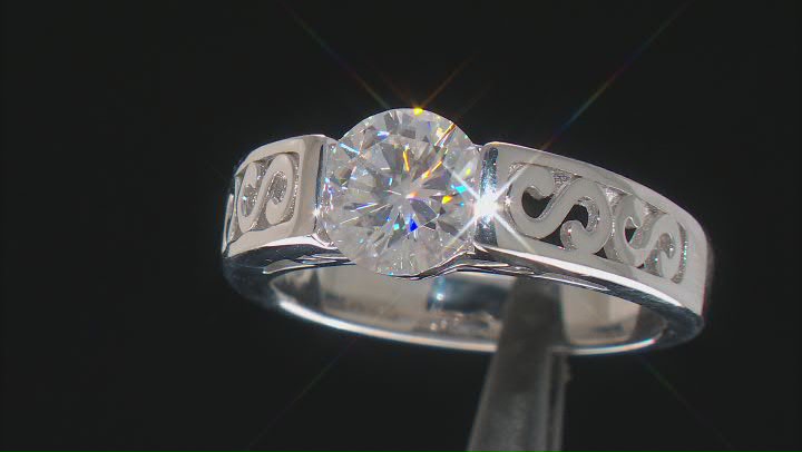 Moissanite Platineve Solitaire Ring 1.90ct DEW. Video Thumbnail