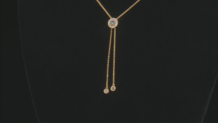 Moissanite 14K Yellow Gold Over Sterling Silver Bolo 30 Inch Necklace .84ctw DEW. Video Thumbnail