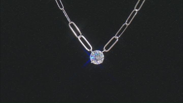 Moissanite Platineve paperclip necklace 1.00ct DEW Video Thumbnail
