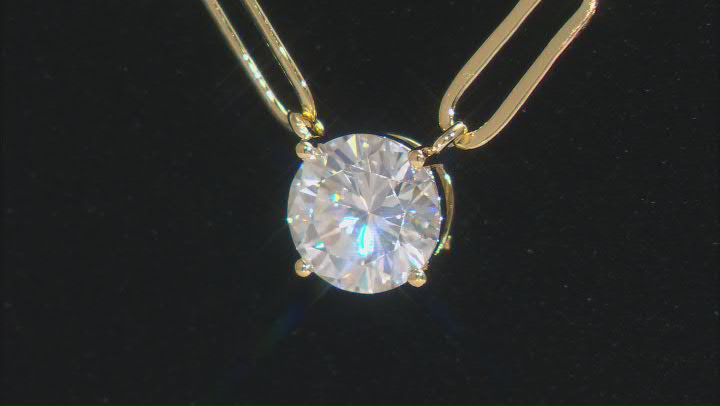 Moissanite 14k yellow gold over sterling silver paperclip necklace 1.00ct DEW Video Thumbnail