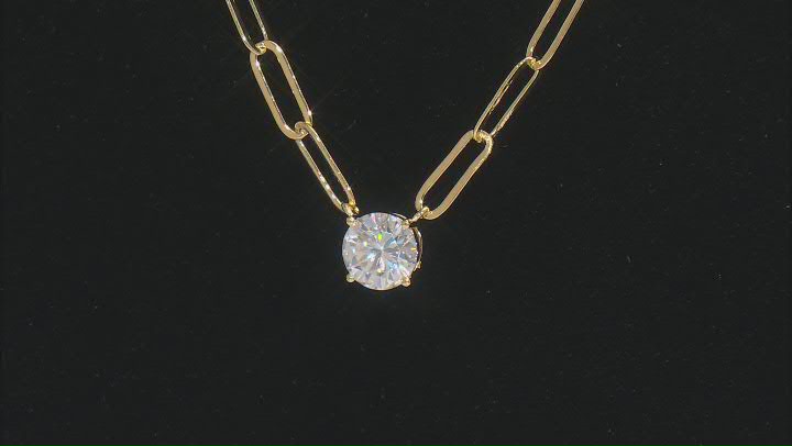 Moissanite 14k yellow gold over sterling silver paperclip necklace 1.00ct DEW Video Thumbnail