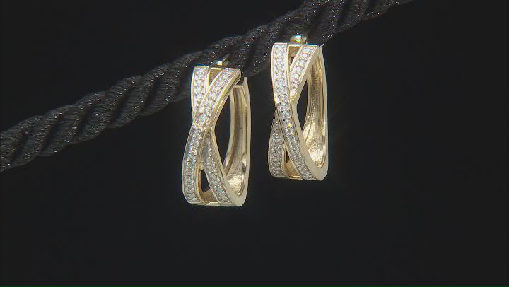 Moissanite 14k yellow gold over sterling silver hoop earrings .64ctw DEW Video Thumbnail