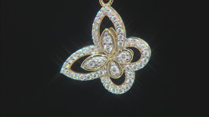 Moissanite 14k yellow gold over sterling silver  
butterfly pendant .60ctw DEW Video Thumbnail