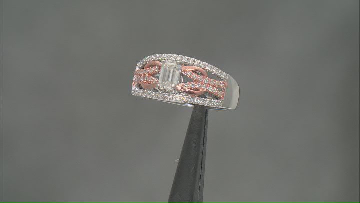 Moissanite Platineve And 14k Rose Gold Over Silver Ring 1.22ctw DEW Video Thumbnail
