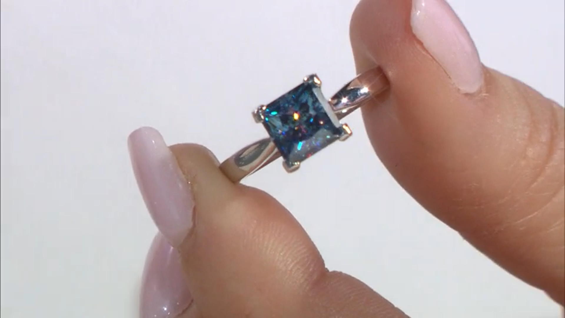 Blue moissanite platineve solitaire ring 2.30ct DEW Video Thumbnail