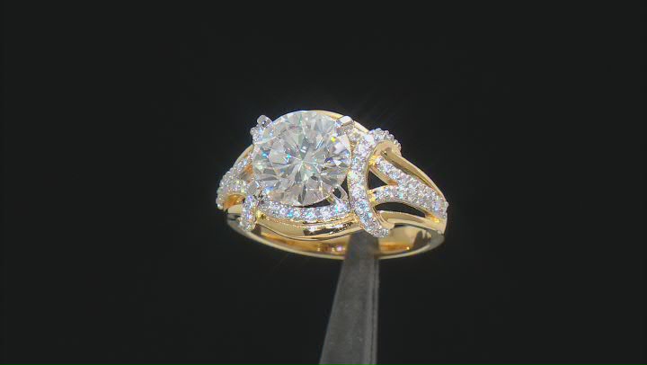 Moissanite 14k yellow gold over silver ring 3.36ctw DEW. Video Thumbnail