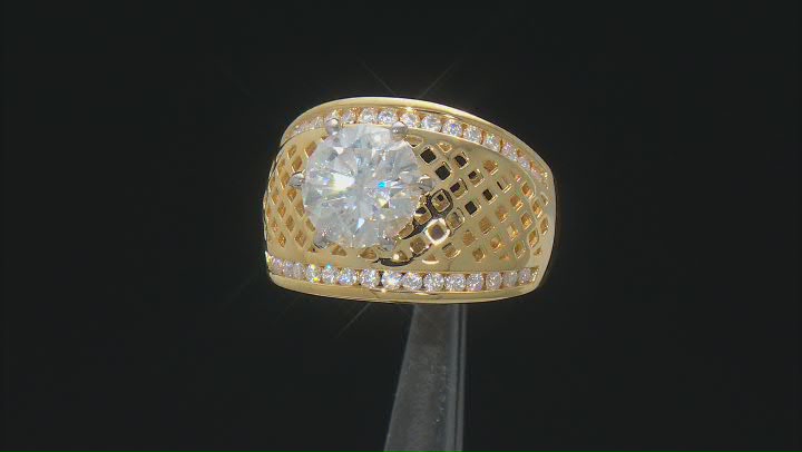 Moissanite 14k Yellow Gold Over Silver Ring 3.38ctw DEW. Video Thumbnail