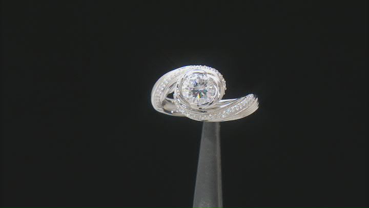 Moissanite Platineve Bypass Ring 1.46ctw DEW. Video Thumbnail
