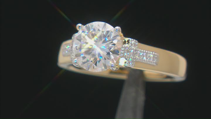 Moissanite 14k Yellow Gold Over Silver And Platineve Engagement Ring 2.04ctw DEW. Video Thumbnail