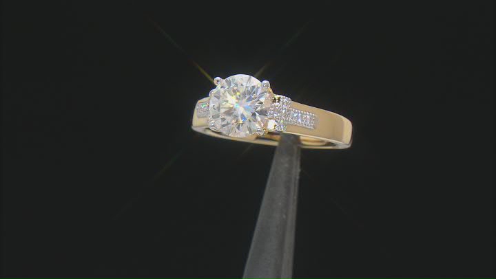 Moissanite 14k Yellow Gold Over Silver And Platineve Engagement Ring 2.04ctw DEW. Video Thumbnail