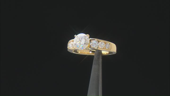 Moissanite 14k yellow gold over silver ring and band  2.38ctw DEW. Video Thumbnail