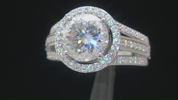 Moissanite Inferno cut Platineve Ring 4.77ctw DEW. Video Thumbnail