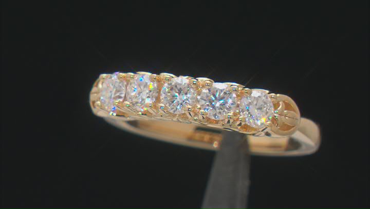 Moissanite 14k Yellow Gold Over Silver Band Ring .80ctw DEW Video Thumbnail