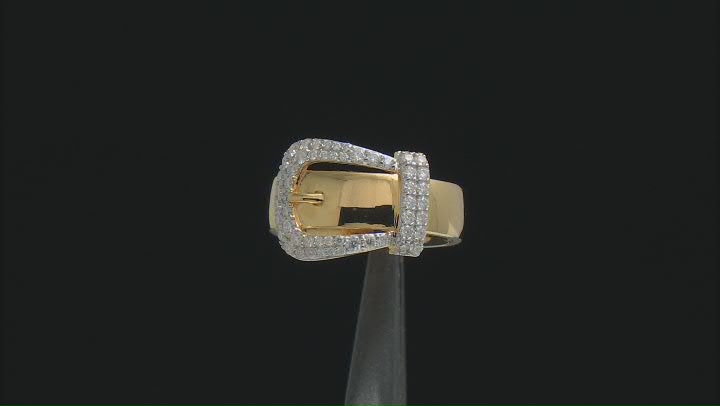 Moissanite 14k Yellow Gold Over Silver Buckle Ring .82ctw DEW Video Thumbnail