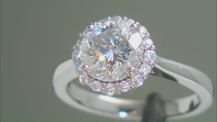 Moissanite Inferno Cut Platineve Halo Ring 2.41ctw DEW. Video Thumbnail
