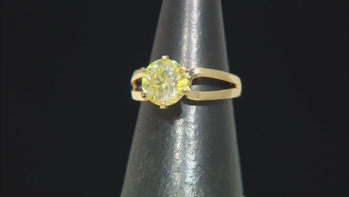 Yellow moissanite 14k yellow gold over sterling silver ring 2.70ct DEW. Video Thumbnail