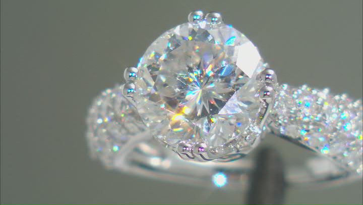 Moissanite Inferno Cut Platineve Ring 5.17ctw DEW. Video Thumbnail