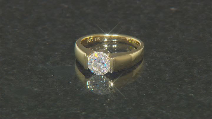 Moissanite 14k yellow gold over silver ring 1.20ct DEW Video Thumbnail