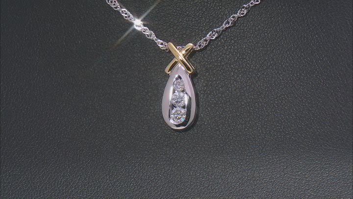 Moissanite Platineve and 14k Yellow Gold Over Silver  Pendant .35ctw DEW Video Thumbnail