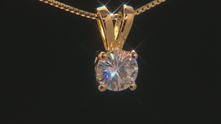 Moissanite 14k Yellow Gold Over Sterling Silver Pendant 1.00ct D.E.W Video Thumbnail