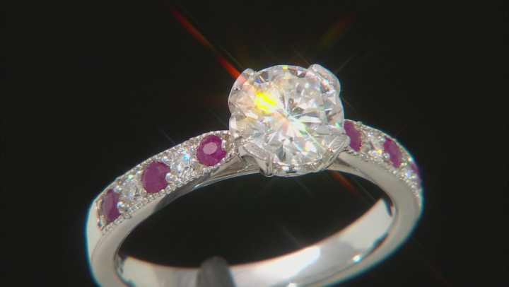 Moissanite And Ruby Platineve Ring Video Thumbnail