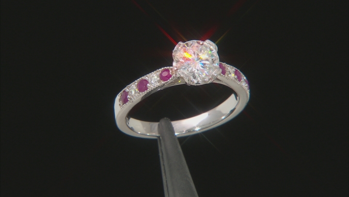 Moissanite And Ruby Platineve Ring Video Thumbnail