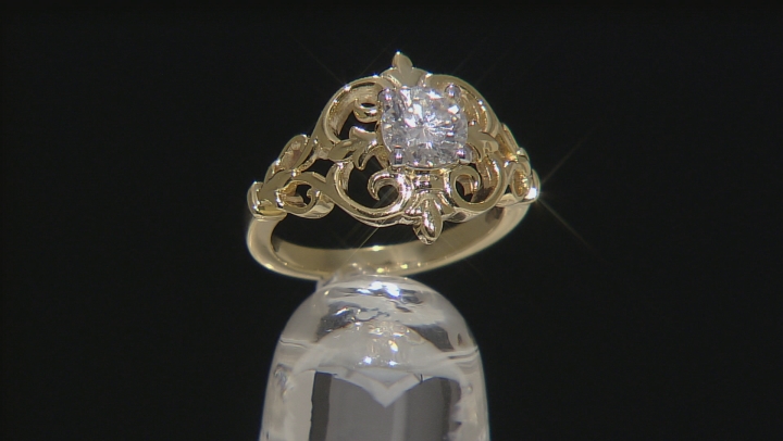 Moissanite 14k Yellow Gold Over Silver Ring .80ctw DEW Video Thumbnail
