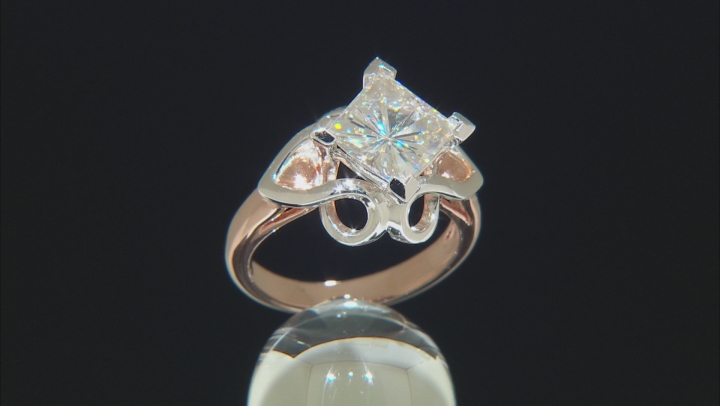 Moissanite Platineve And 14k Rose Gold Over Platineve Ring 3.10ctw DEW Video Thumbnail