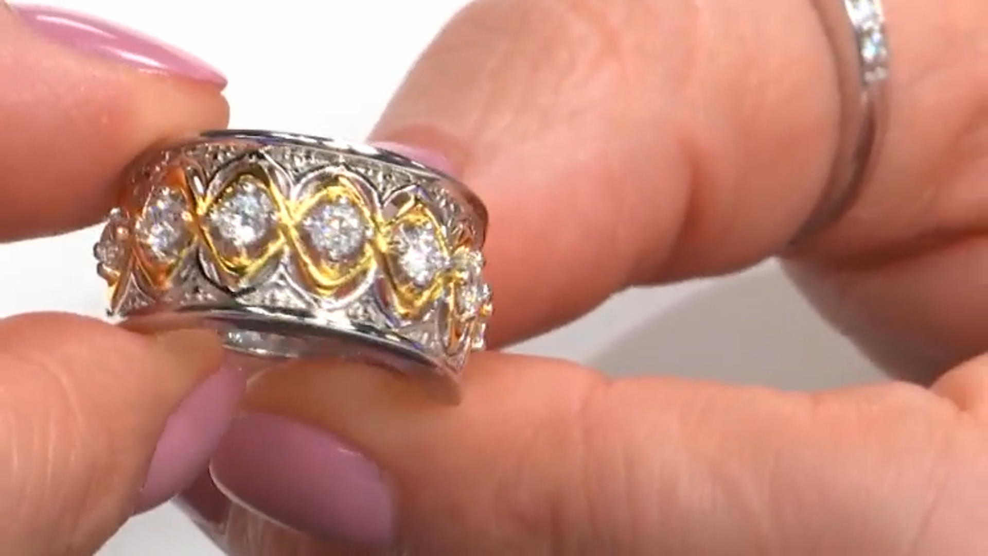 Moissanite Fire® .70ctw DEW Platineve® And 14k Yellow Gold Accent Over Platineve Ring Video Thumbnail