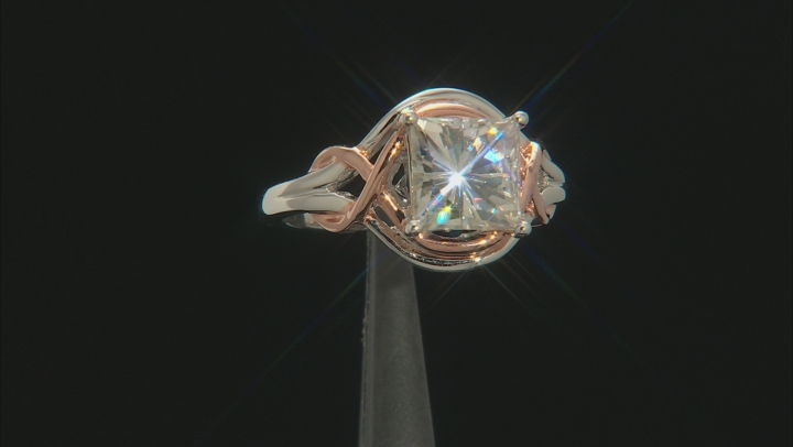 Moissanite Fire® 3.10ctw DEW Platineve™ And 14k Rose Gold Platineve Ring Video Thumbnail
