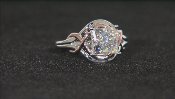 Moissanite Fire® 3.10ctw DEW Platineve™ And 14k Rose Gold Platineve Ring Video Thumbnail