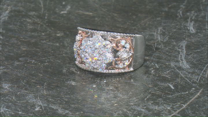 Moissanite Platineve And 14k Rose Gold Over Platineve Ring 1.57ctw D.E.W Video Thumbnail
