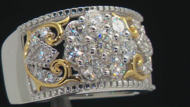 Moissanite Platineve And 14k Yellow Gold Over Platineve Ring 1.57ctw D.E.W Video Thumbnail