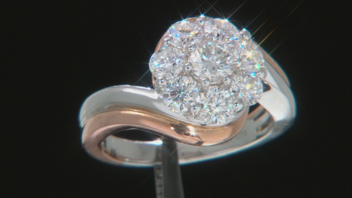 Moissanite Platineve And 14k Rose Gold Over Platineve Ring 1.45ctw D.E.W Video Thumbnail