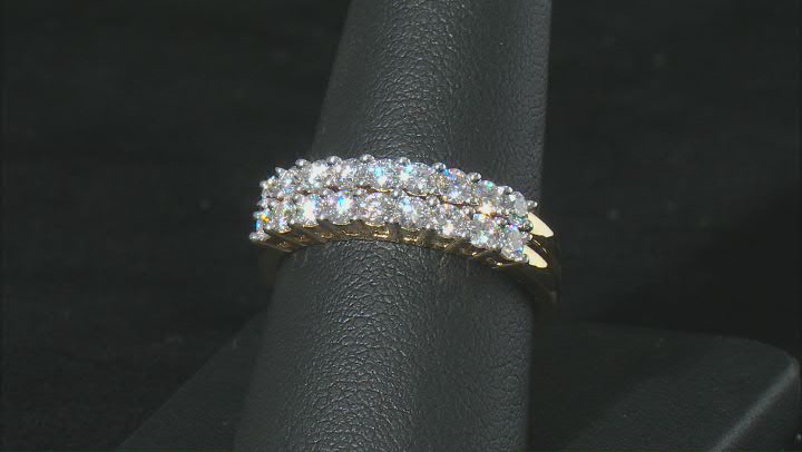 Moissanite 14k yellow gold over sterling silver set of two bands Video Thumbnail